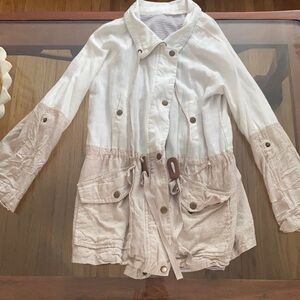 Blu Pepper Linen Utility Two Tone Jacket Size Small linen and cotton blend